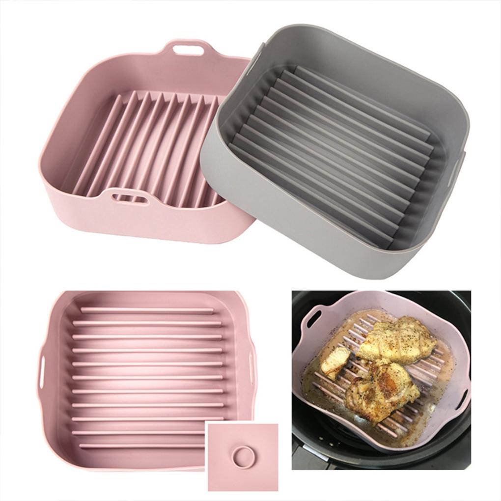 Air Fryer Silicone Pot Oven Basket Fried Chicken Pizza Baking Washable Replacement Pan Household Kitchen Cake Food Accessories