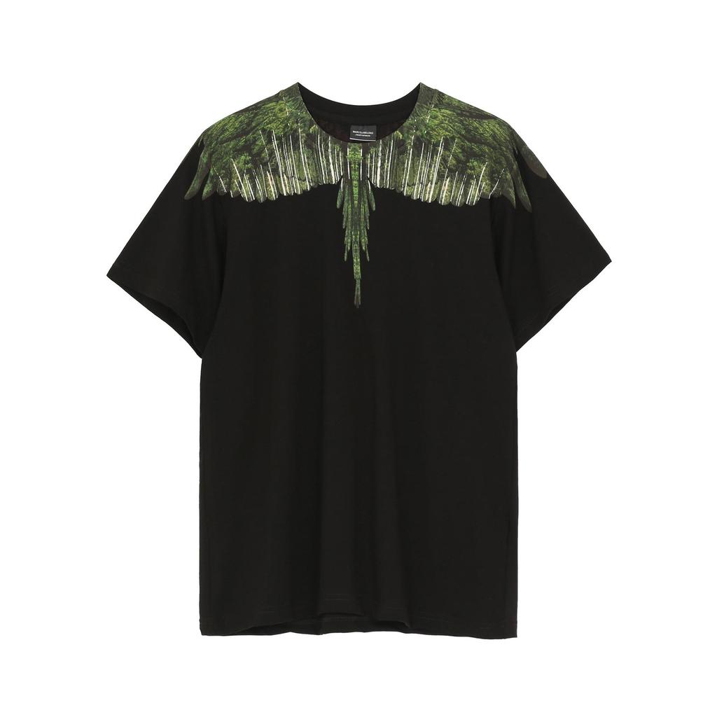 Marcelo Classic Phantom Wings Short Sleeve T-Shirt with Colorful Feathers and Lightning Design