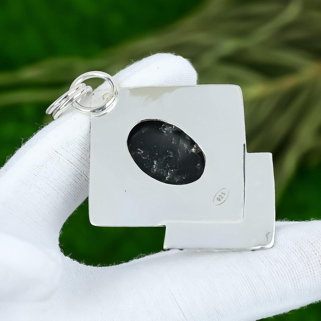 Birthday Gift For Her Natural Zebra Jasper Gemstone Pendant 925 Sterling Silver