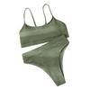 Two Piece Bikini Swimsuit for Women Textured Fabric High Waist Bottom and Adjustable Strap Top Swimwear Set for Beach Pool