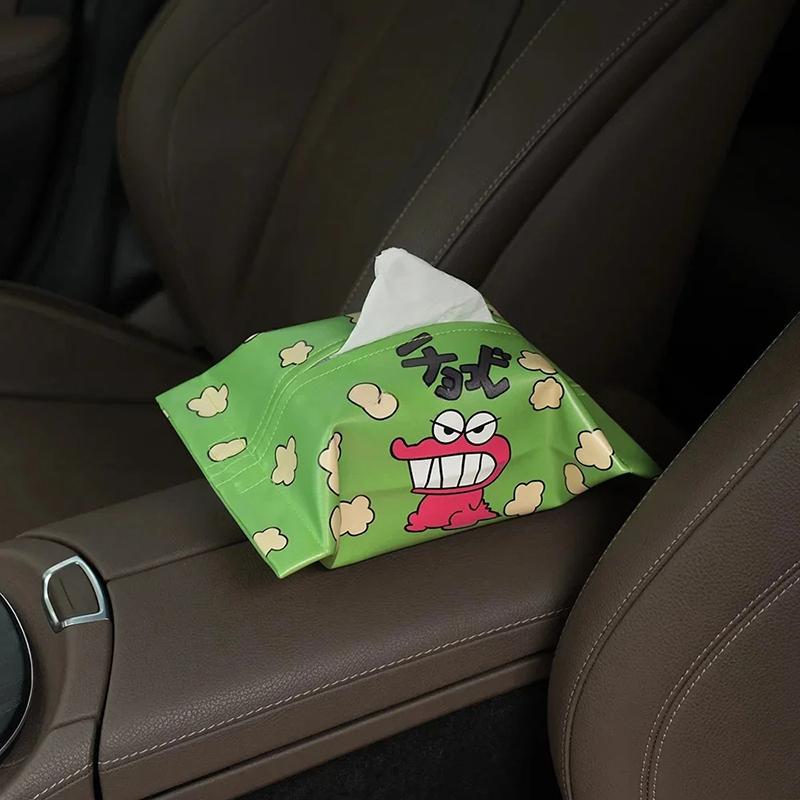 Crayon Shin-Chan Cartoon Tissue Box Leather Wear-Resistant Tissue Box Car Seat Back Sunshade Hanging Tissue-Bag Storage Bag