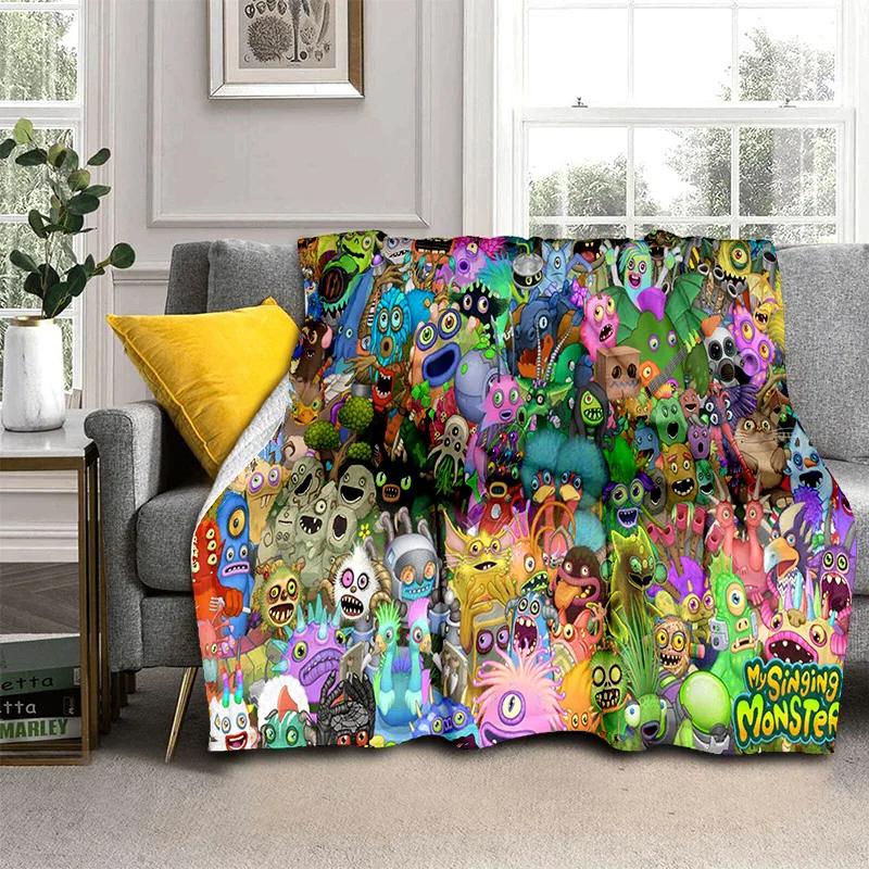 My Singing Monsters Video Game Cartoon 3D Blanket,Soft Throw Blanket for Home Bedroom Bed Sofa Picnic Travel Cover Blanket Kids