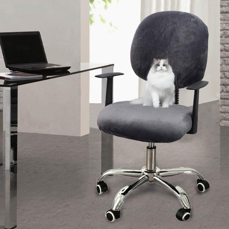 2-pack fluwelen stretch bureaustoelhoes met armleuningen, draaibare computerstoelhoes 1 pce