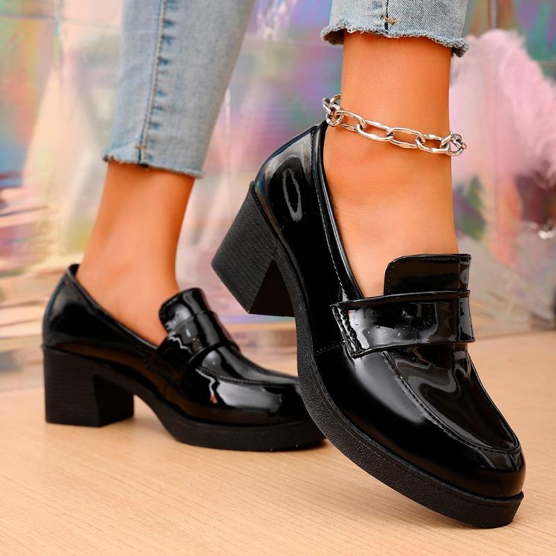 Fashion Women's Fashion Thick Heel Shoes Spring New Round Head Hollow Waterproof Anti-slip Wear-resistant High Heels