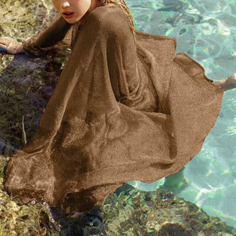 New knitted elastic mesh cardigan long sunscreen suit beach jacket bikini outer swimsuit blouse women