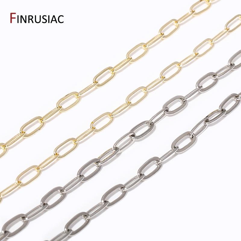 14K Gold Plated Paperclip Link Chain Oval Link Cable Bulk For DIY Jewelry Making Findings Necklace Bracelet Crafts Components