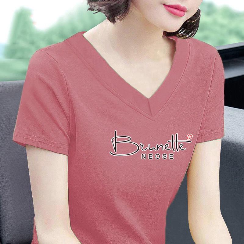 

Женская белая футболка с коротким рукавом и V-образным вырезом | Свободный топ с вырезом сердечком на лето 2025 г. XL 115-125 lbs