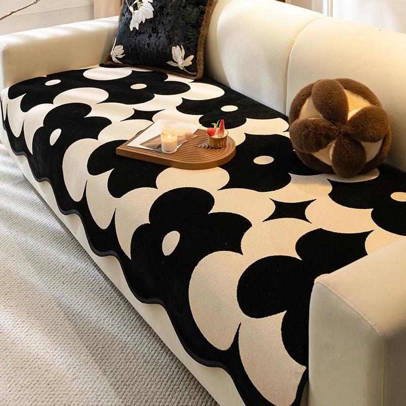 

Роскошная подушка для дивана Зима Лето Универсальная Нескользящая Элегантное покрывало для дивана Одеяло Для прямого дивана Подушка для сиденья 90 x 70cm чёрный