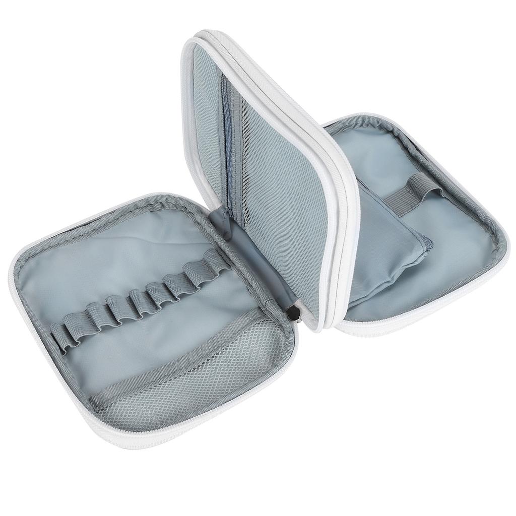 Knitting Tools Storage Case Double Layer Crochet Hook Zipper Bag with Mesh Pockets