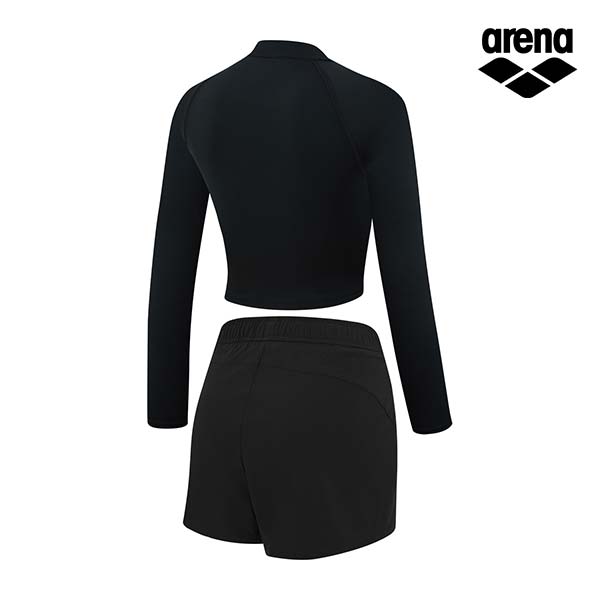 Alena Initial Leisure Crop Zip-Up Rash Guard Set A4Bl1Ps03Blk