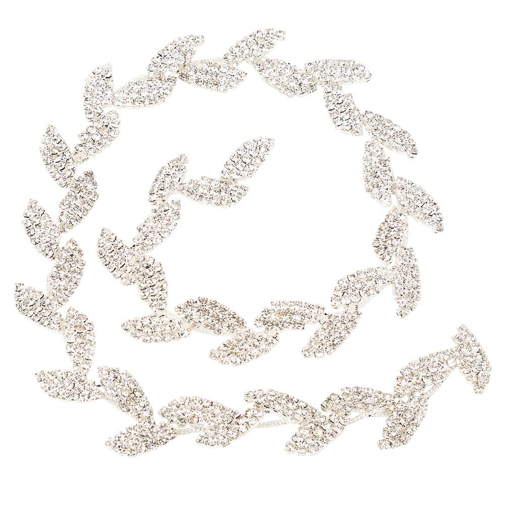 

1yard 1.5cm Wide Rhinestone Ribbon Tree Leaf Design AAA Diamond Wrap Roll Decoration