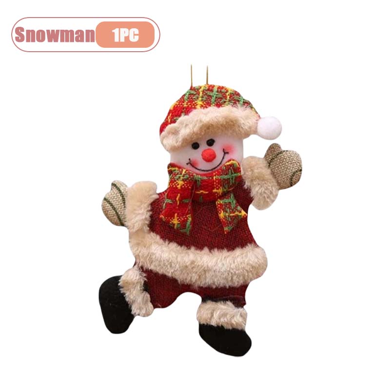 

Christmas Tree Decorations Mini Plush Ornaments Santa Snowman Reindeer Bear Fabric Dolls Hanging Pendants Holiday Party Supplies