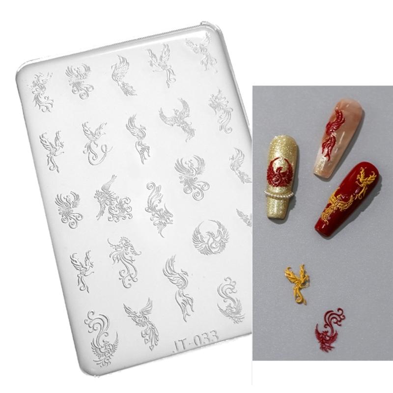 Flower Nail Art Silicone Mold 3D Butterfly Embossing Gel Print Stencil Nail Carving Template Tool for DIY Nail Art Decors