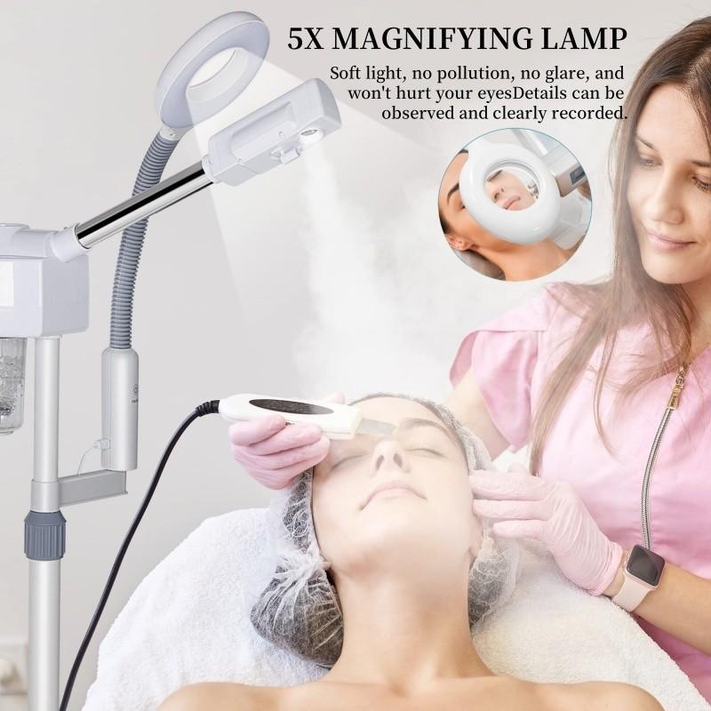 2-in-1 Facial Steamer Rehydration Machine Multi-functional Sprayer Facial Magnifying Lamp Professional Beauty Equipment