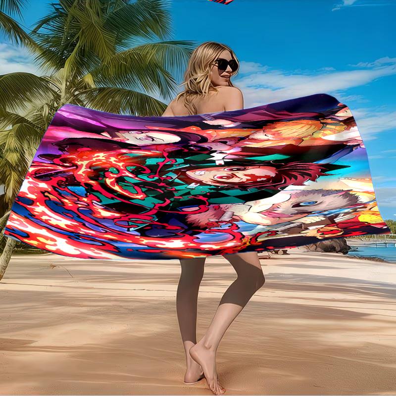 Powerful Demon Anime Beach Towel Microfiber Beach Towel, Lightweight and Quick-Dry, for Summer Travel, Swimming Pool Fan Birthday Gift