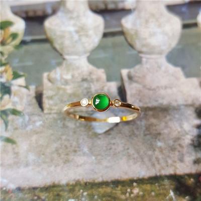 Neu in Natürlichem grünem Chalcedon kreisförmige Mini-Ringe für Frauen minimalistisches Design klassischer Charme Party-Schmuck verstellbar