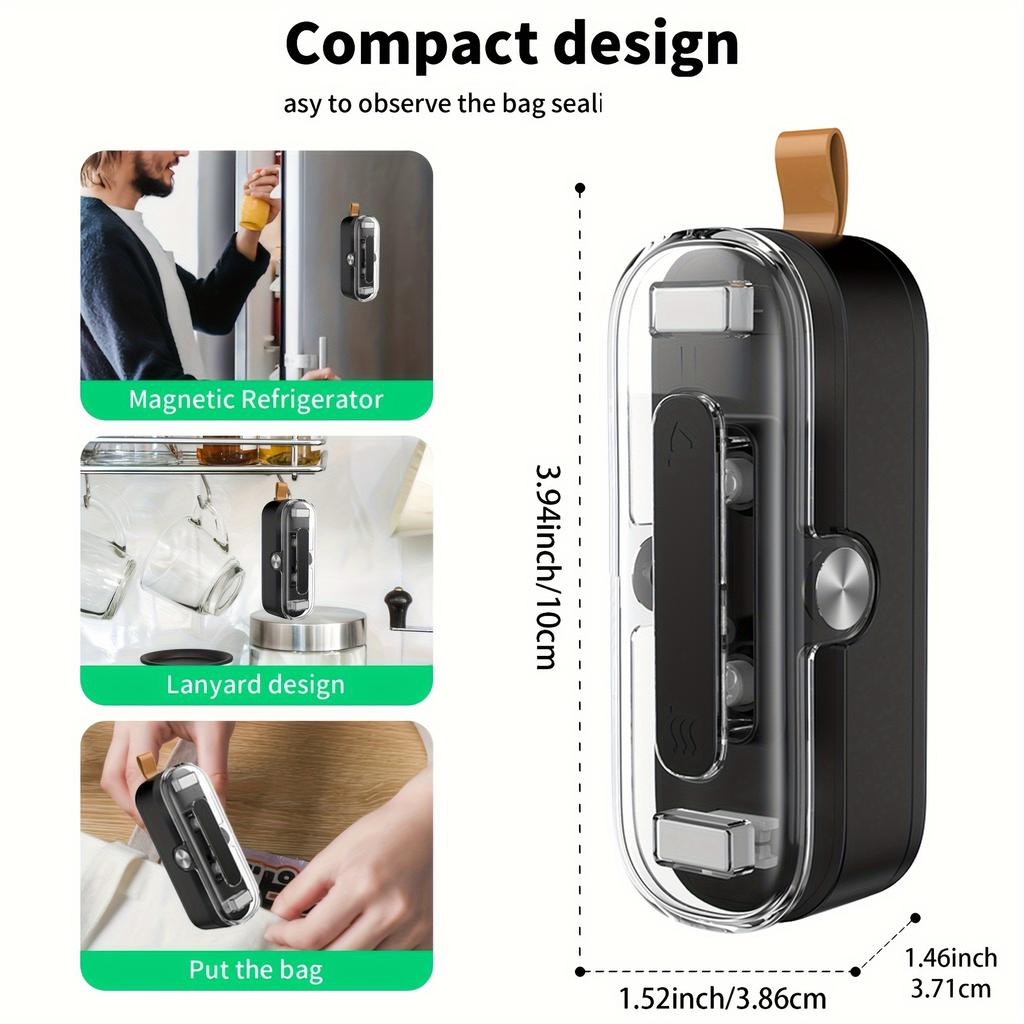 Mini Bag Sealer, Upgrade 2 in 1 Heat Seal & Cutter with Lanyard, Portable Handheld for Plastic Bags Snacks Food Storage & Snacks Freshness