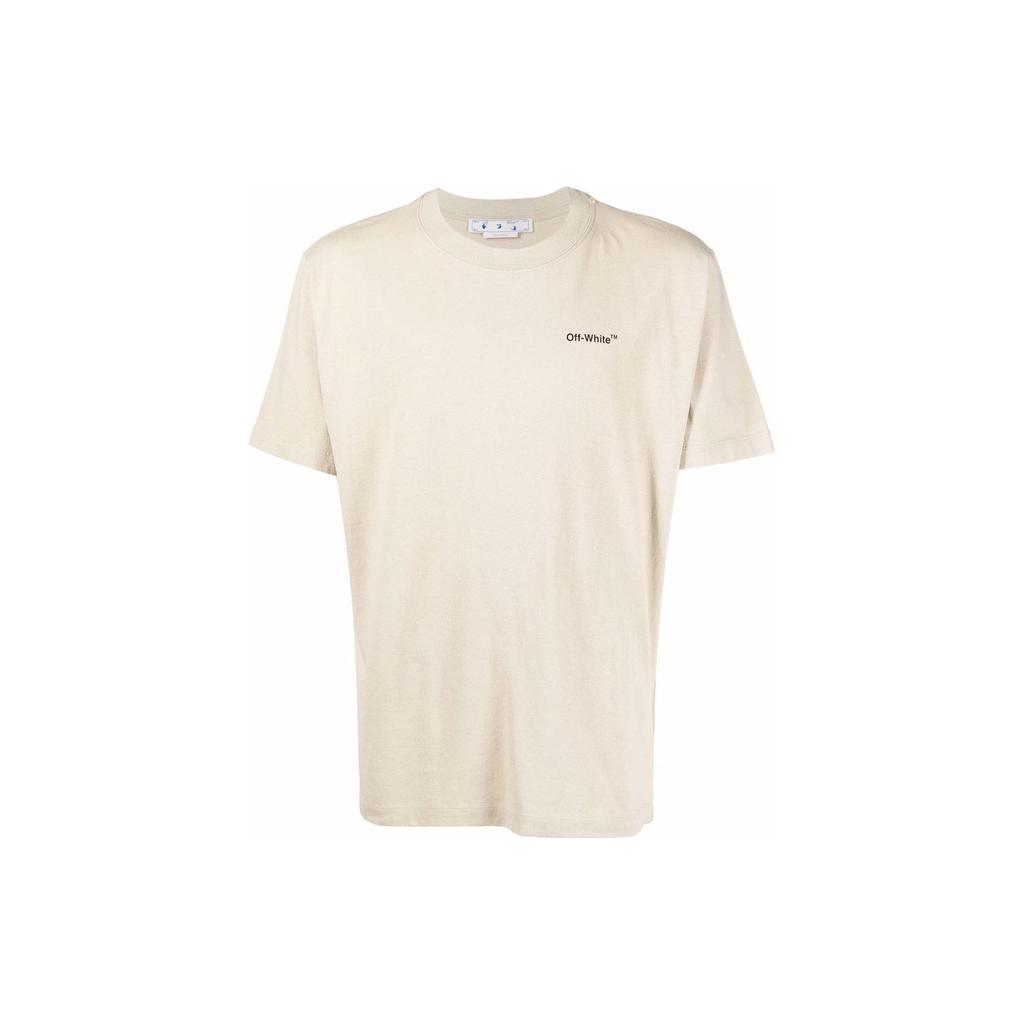 OFF-WHITE Caravaggio Saint Jerome Writing Arrows Slim T-Shirt Beige/Black/White Men Streetwear OMAA027S22JER0051710