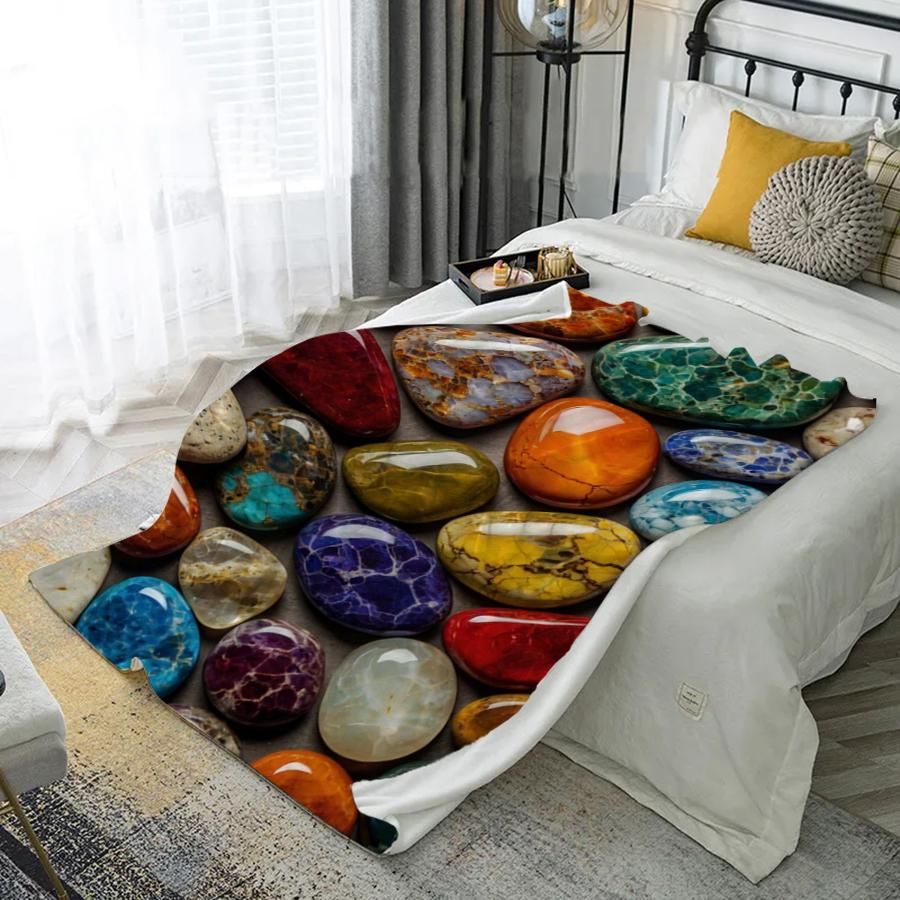 Colorful Stone Pattern Microfiber Flannel Cover Blanket Bedroom Living Room Sofa Soft And Comfortable Home Decoration