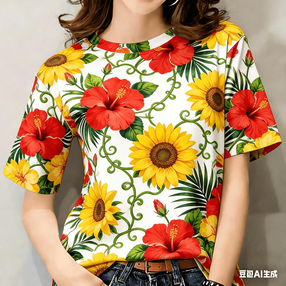 Neutral casual printed T-shirt - perfect for the Water Splash Festival