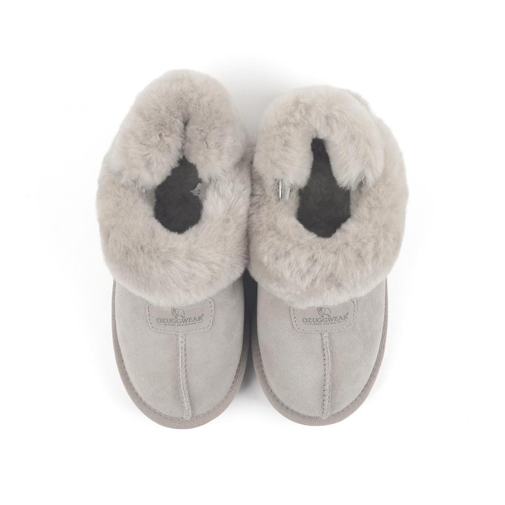 Oz Ugg Wear Adult Cogette Slippers Wool Strap Taupe