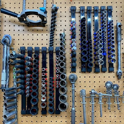 ACEBON Socket Organizer, 3-Piece Socket Holder Kit, 1/4-Inch Compatible, Holds 48 Sockets, Portable Clip Rail