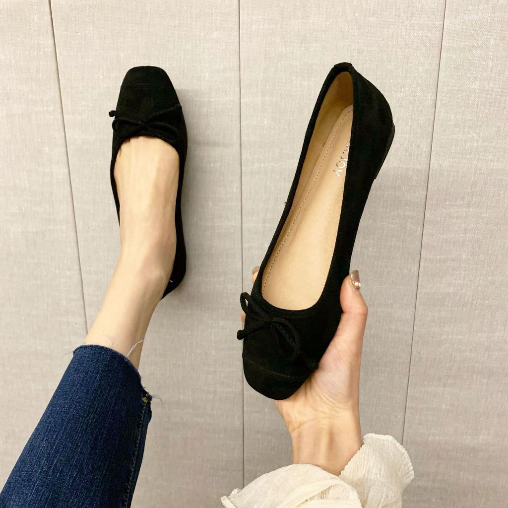 Mode Übergröße 34-43 Damen Schuhe Runde Zehenpartie Weiche Faltbare Ballerinas Damen Schleife Slipper Nubukleder Mokassin Femmes Roll-Up Ballerinas