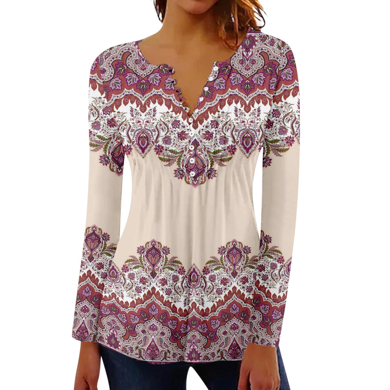 

Женский плиссированный топ на пуговицах с ретро цветочным принтом XXL бежевый