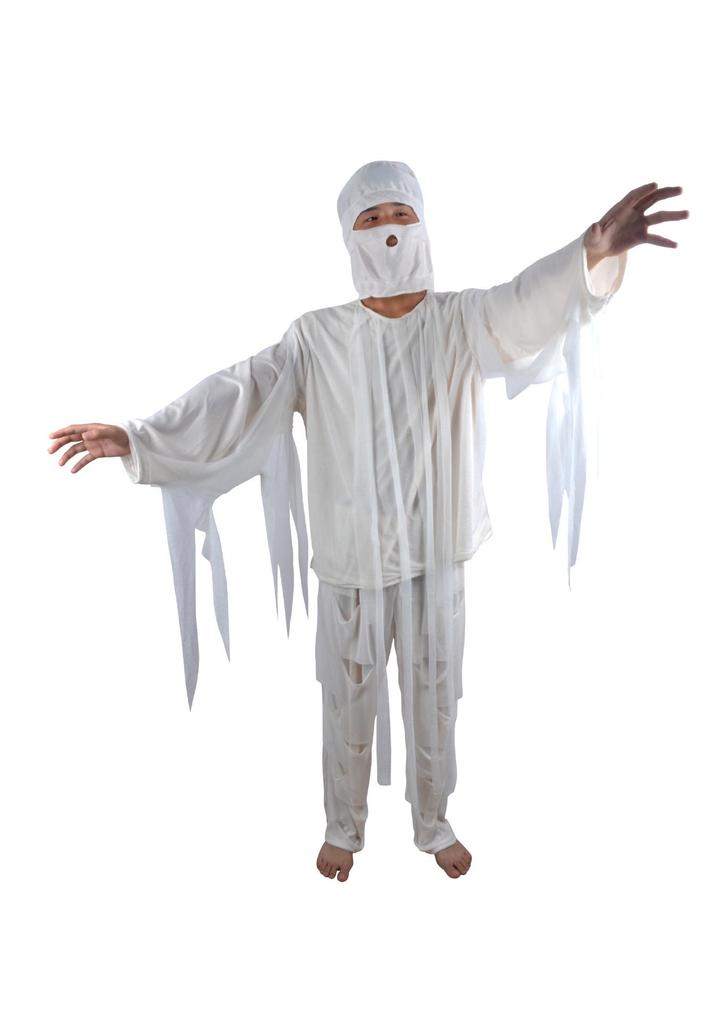 Adult Qing Dynasty Zombie Mummy Ghost Masquerade Costume with Wig for Halloween and Horror Parties