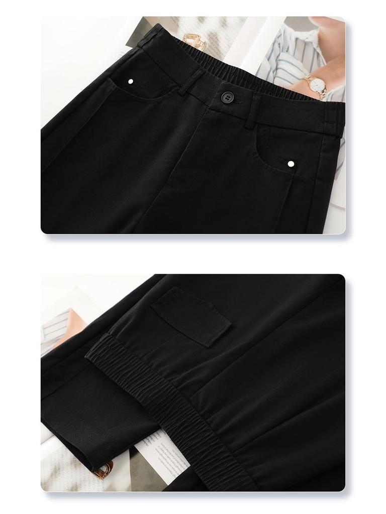 Khaki High-Waist Slimming Wide-Leg Pants - Spring 2025: Stylish Draping Casual Fit