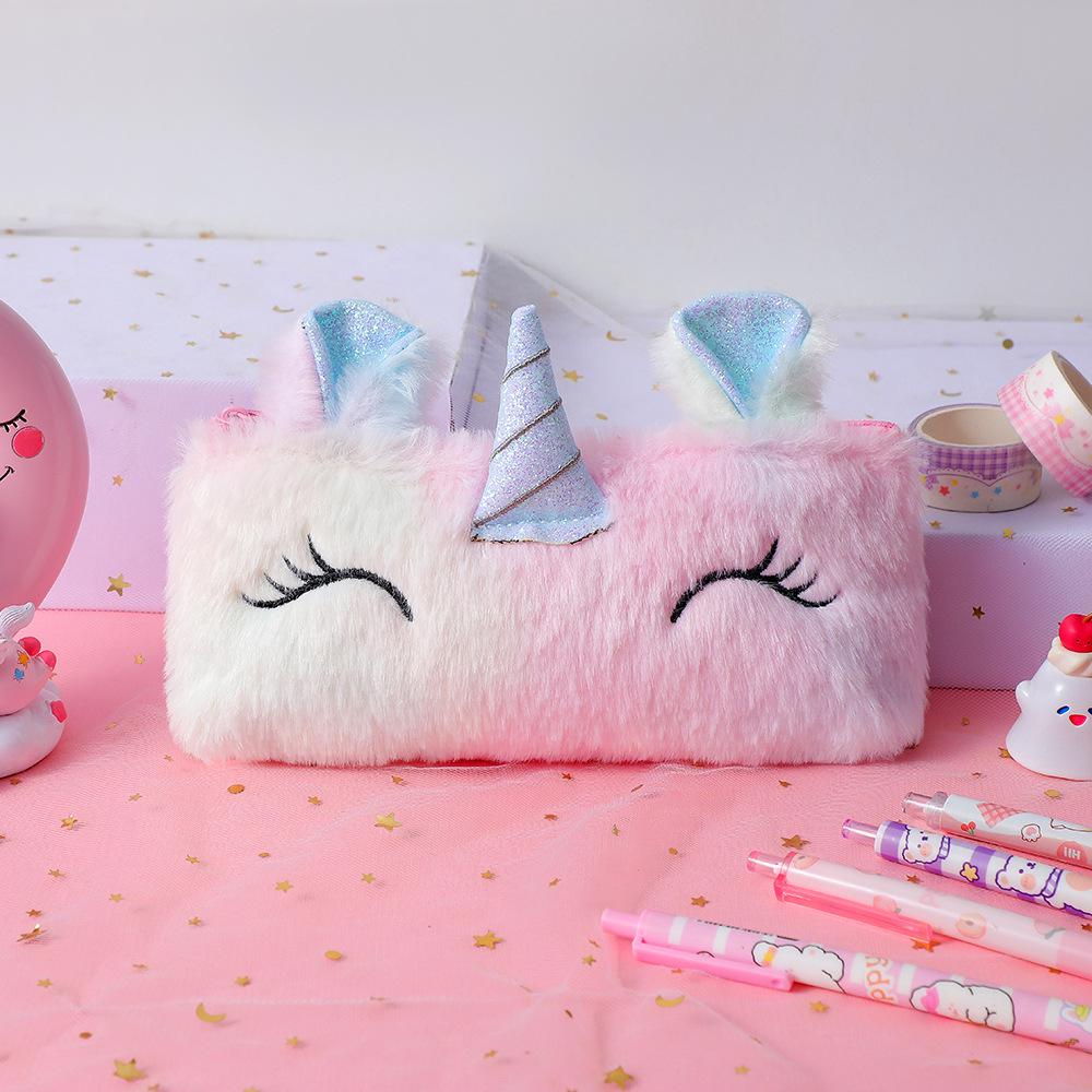 Unicorn Plush Pencil Case: Cute Cartoon Stationery Holder for Kids