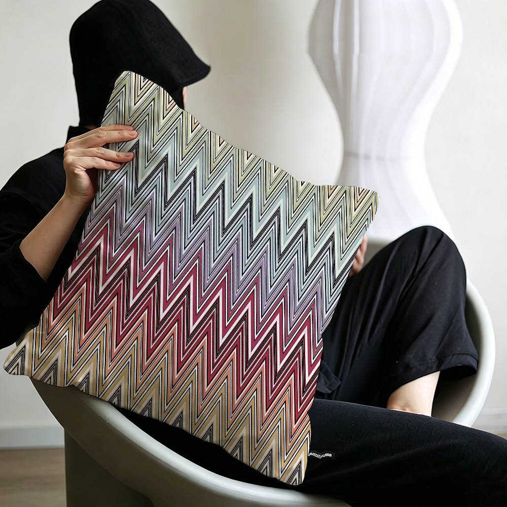Geometrische Wellen Kissenbezüge Cartoon Sofa Dekoration Zuhause Zweiseitiger Druck Kurzer Plüsch Niedliche Kissenhülle