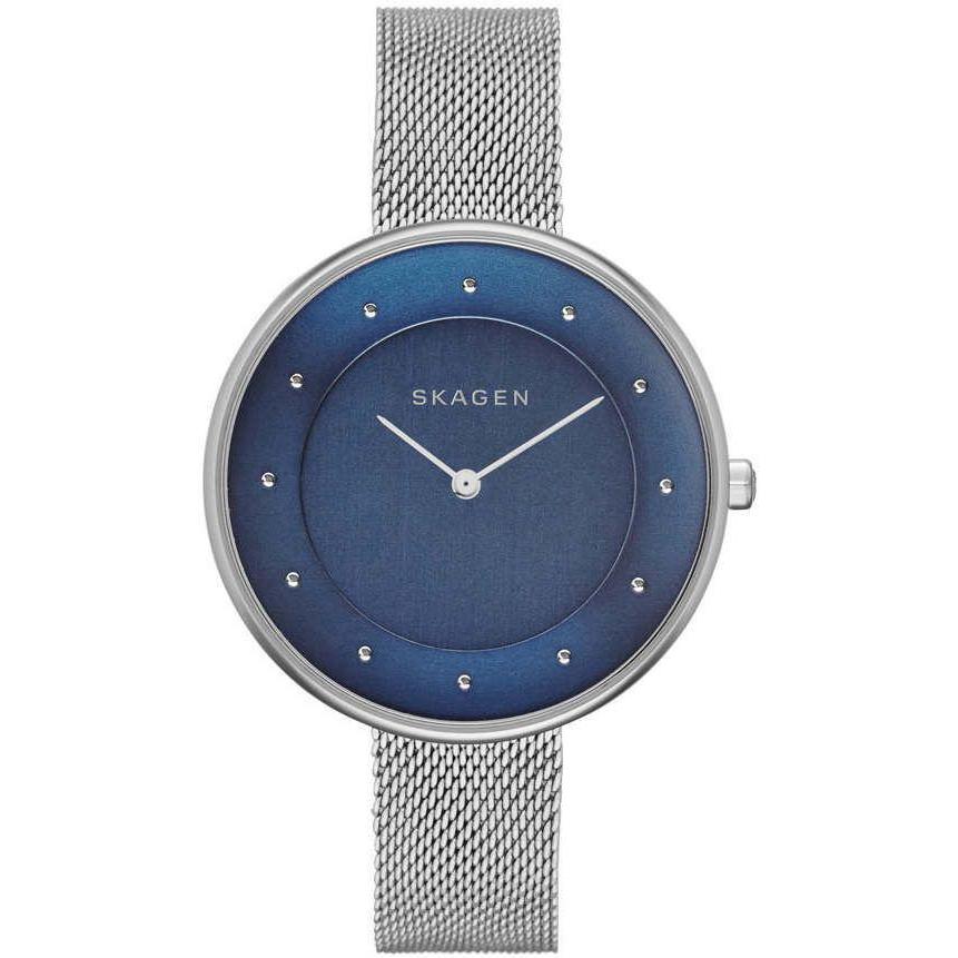 SKAGEN Gitte Blue Dial Stainless Steel Mesh Bracelet Womens Watch Women's Quartz Watch 30m 38.00mm Stainless Steel Clasp SKW2293