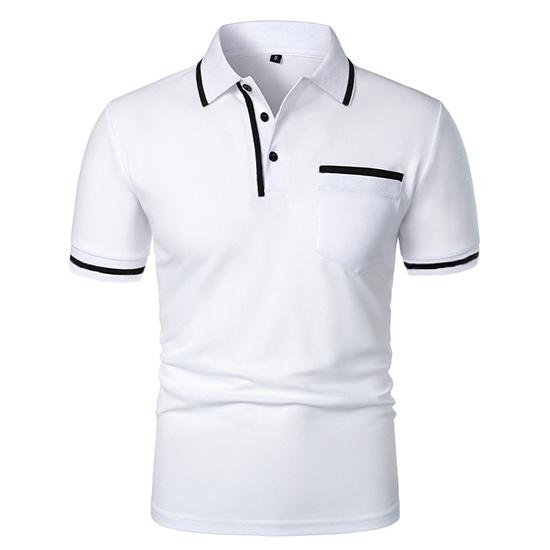 T-shirt Polo Casual à Manches Courtes et Revers avec Poche Boutonnée pour Homme Chemise de Sport pour Homme