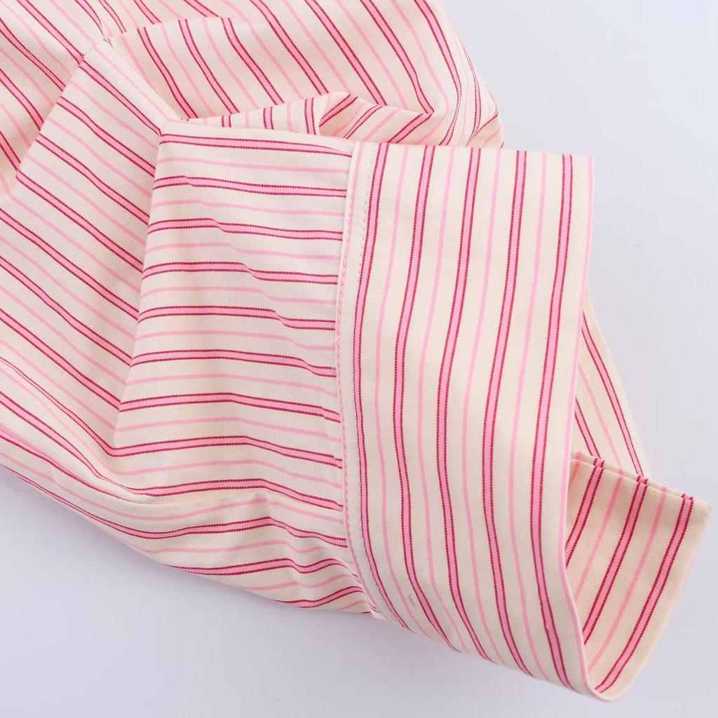 2025 Spring European & American Style Striped Single-Breasted Loose Shirt