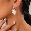 Wind imitation pearl geometric C-shaped fringed silver needle earrings cold wind niche earrings