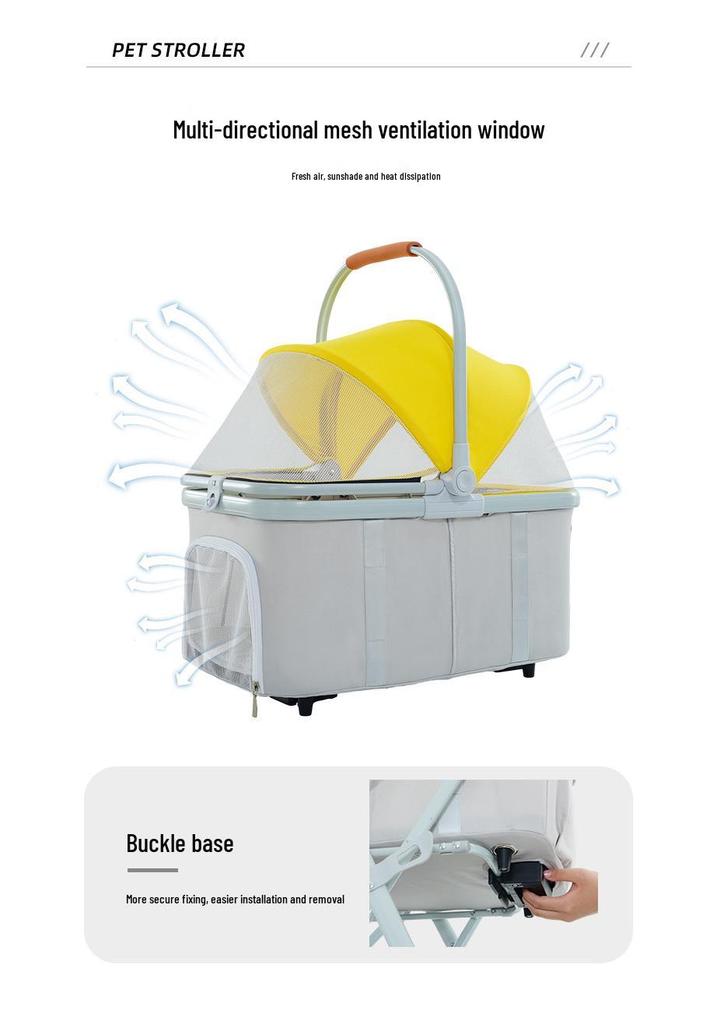 Lightweight Folding Pet Stroller for Small Pets, Breathable & Portable for Elderly Dogs