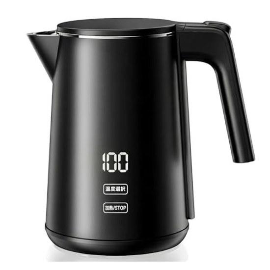 SSYFEI Electric Kettle 1.0L1000W Rapid BoilingDigital Display7-Stage Temperature Control 4-Hour Keep Warm Double Structure Safety Memory Function Dry