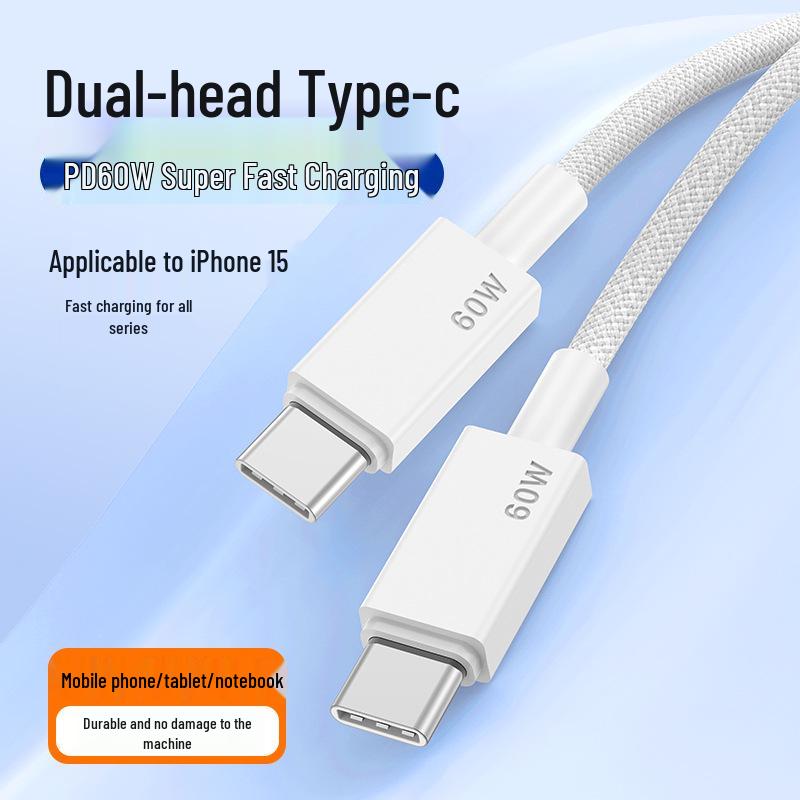 Dual-Head 60W Type-C PD Fast Charging Cable for Apple iPhone 15