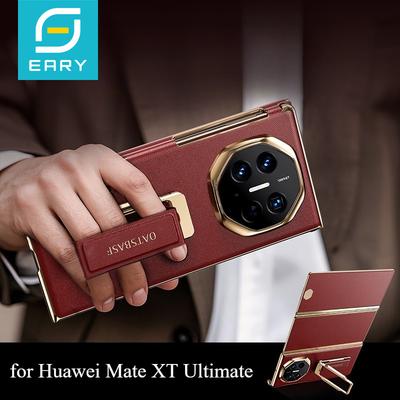 Eary Genuine Leather Phone Case for Huawei Mate XT Ultimate Case with 360°Rotation Stand Full Cover Shell Shockproof Protector