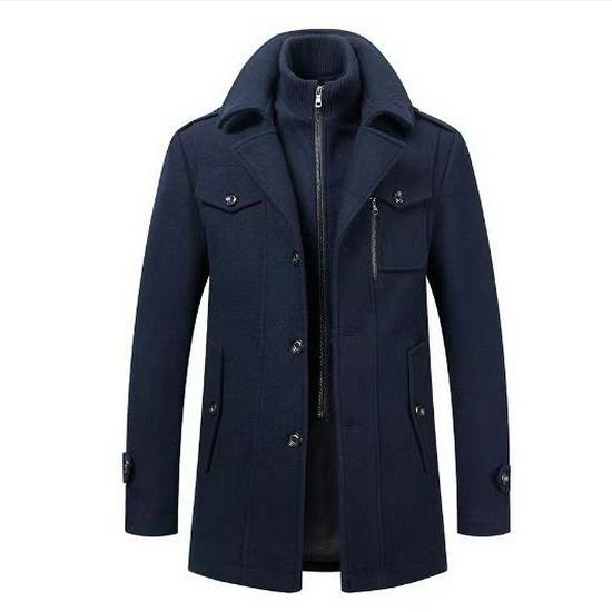 Men's Business Woolen Coat - Double Collar, Autumn/Winter Fashion Outerwear