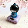 Solar Dashboard Figures Kimono Doll Vehicle Decoration Shaking Head Dashboard Doll for Drivers Collectors Daily Commuting Road