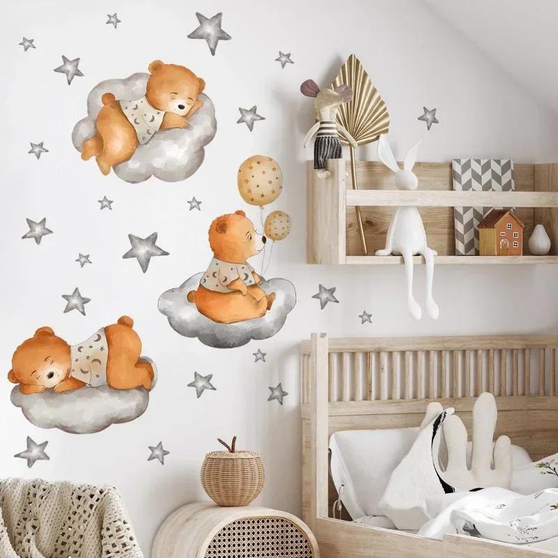 New Cartoon Animal Bear Cloud Star Wall Sticker Room Decoration Wall Sticker Self-adhesive Wall Sticker