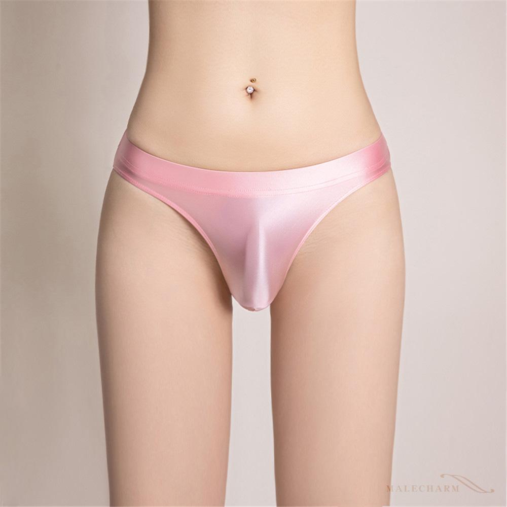 Sexy Women Low Waist G-String Shiny Brief T-Back Oil Glossy Thong Satin Elastic Femme Underwear Sheer See Through Sexy Brief