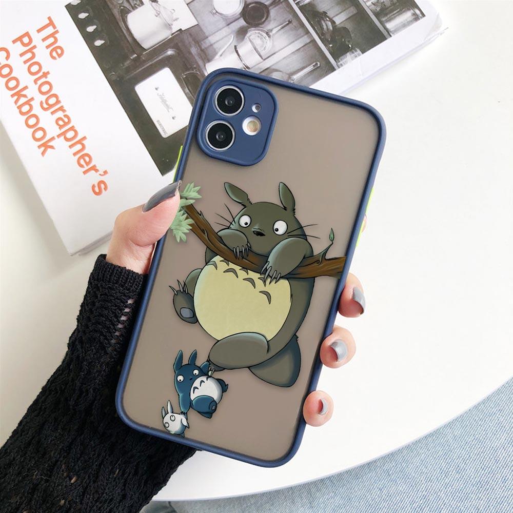 Custodia per telefono divertente anime giapponese Totoro per iPhone 11 12 13 14 Pro Max XR X 8 7 Plus Pro XS Mini Custodie con sensazione di pelle Copertura in silicone