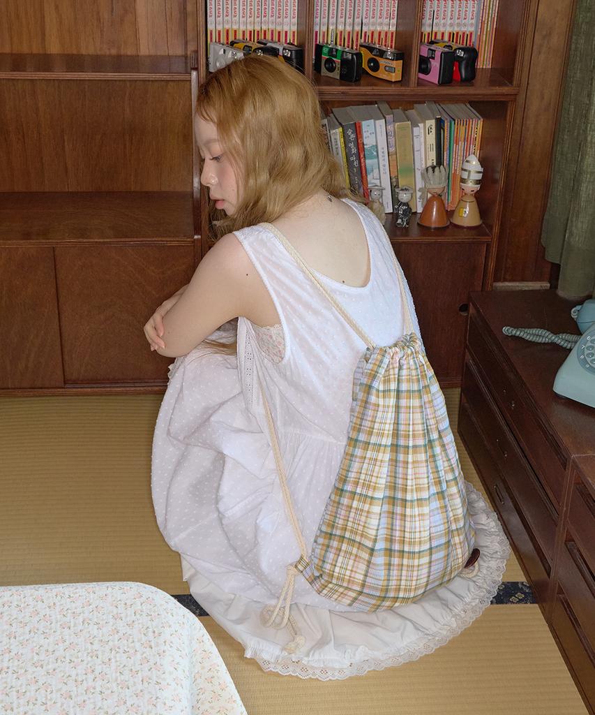 Kiibi Check Pattern Gym Sack Yellow