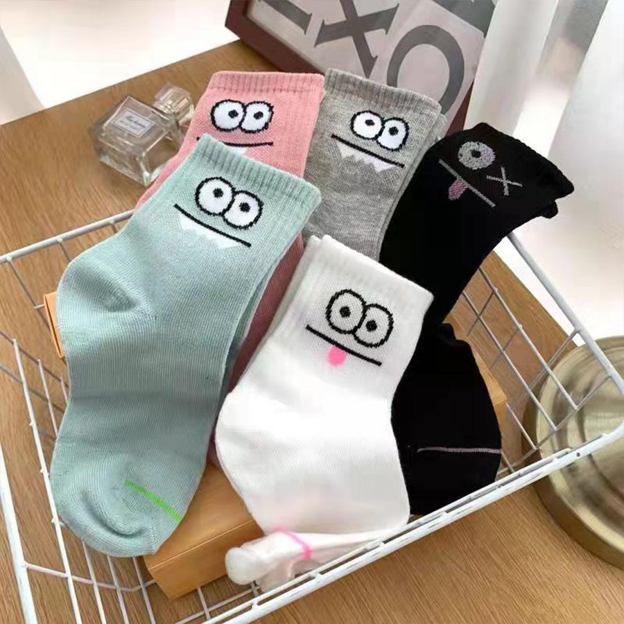 5pcs Women Mid Length Socks Cute Versatile Autumn Winter Boat Socks Sports Women's Socks Sweat Absorption Odor Prevention