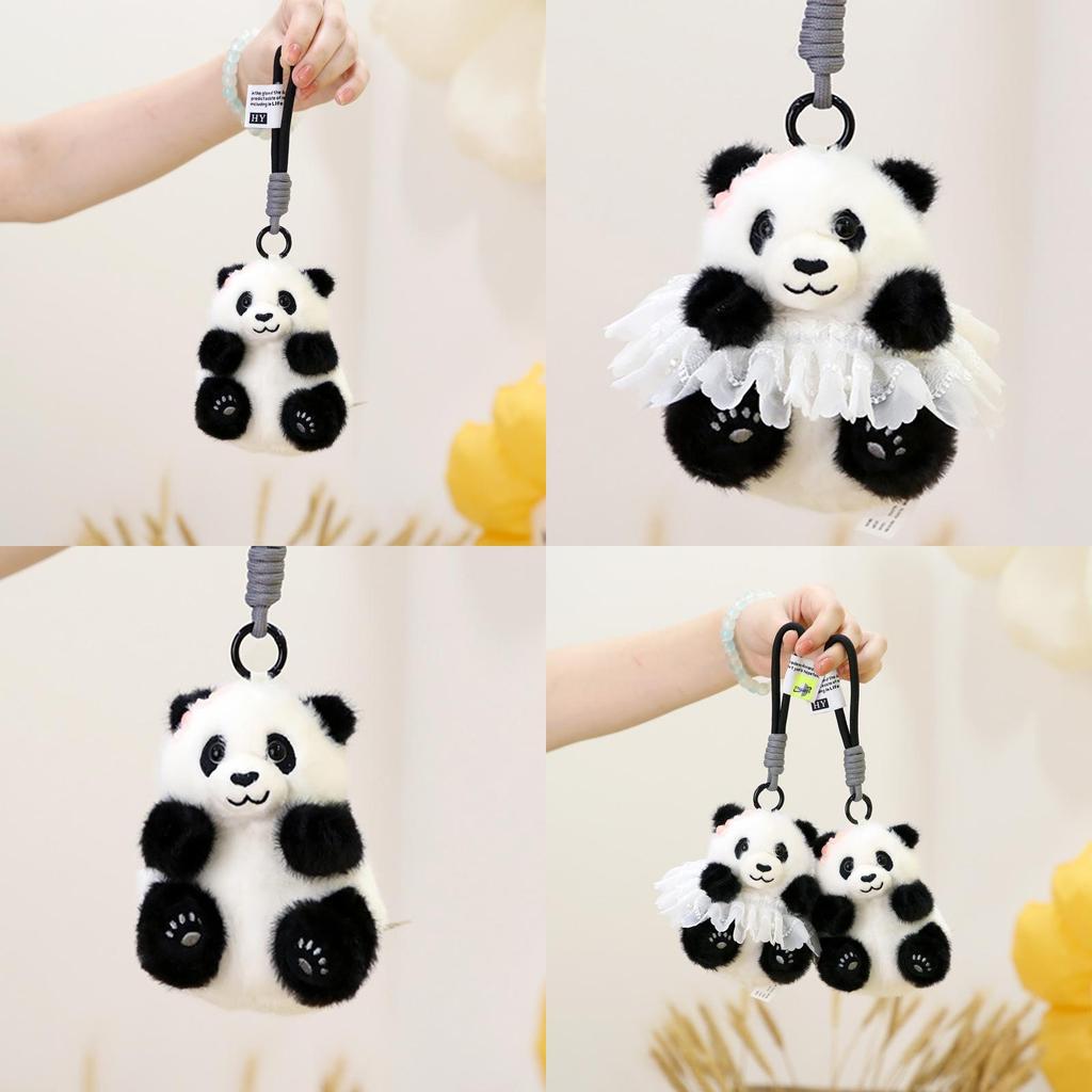Delightful Cartoon Panda Plush Toy Keychain With Fluffy Skirt And Premium Materials