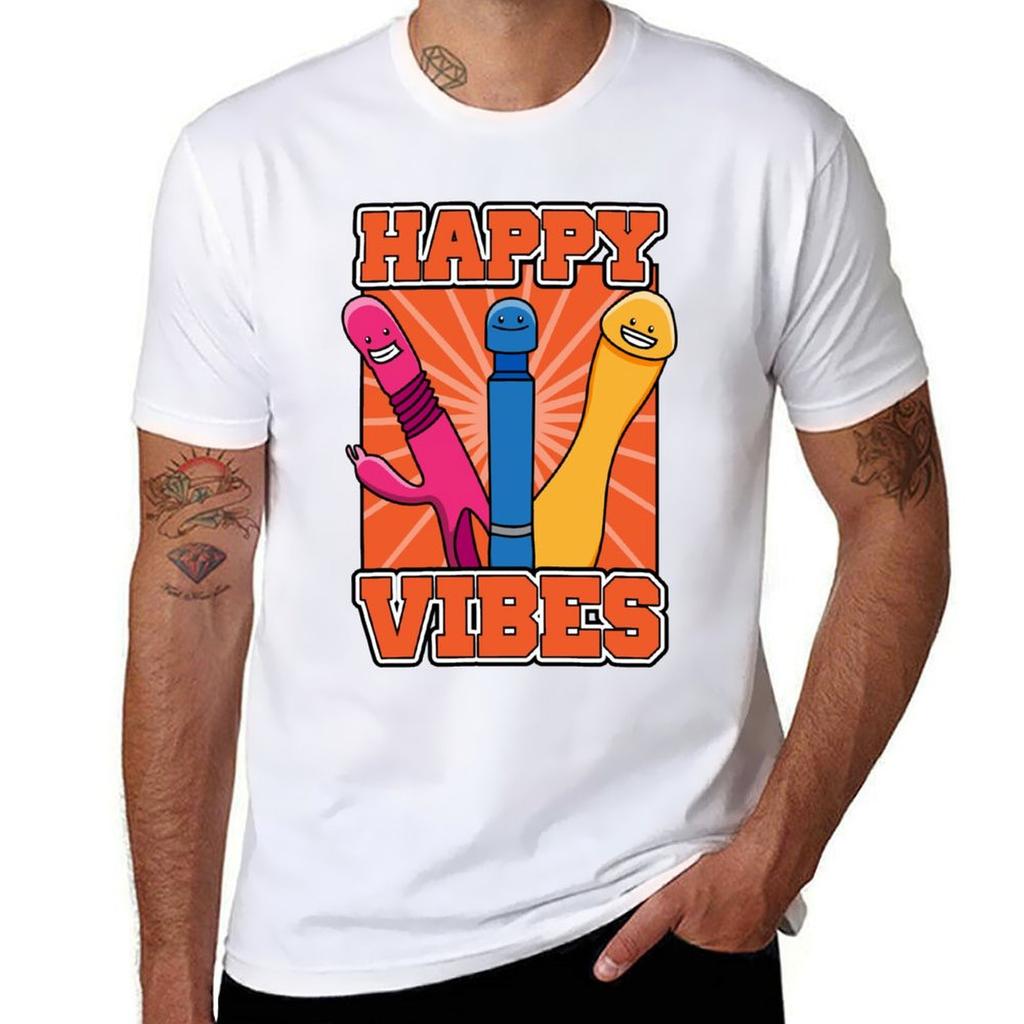 Happy Vibes Vibrator Dildo T-Shirt Blacks Animal Prinfor Boys Boys Whites Black T-shirts for Men