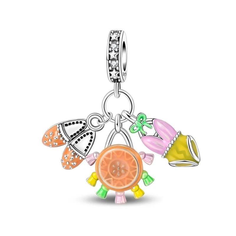 Colorful Copper Summer Beach Charms Coconut Tree Beads Pendants Fit Bracelet Necklace Diy Jewelry Vacation Gift